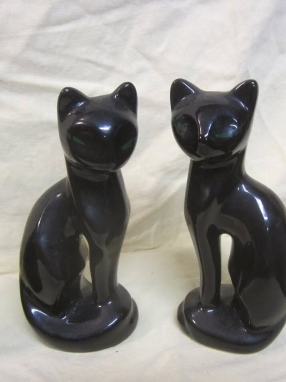 VTG CERAMIC BLACK CAT W/GREEN HANDPAINTED EYES, ELEGANT CAT 1 LEFT  *****1 LEFT